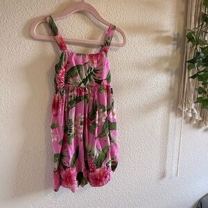 Tropical Pink Floral Kids Casual Dress